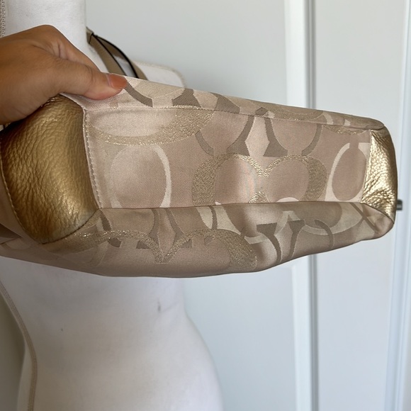 Sparkly Gold and Tan Coach Tote Bag - Picture 3 of 10